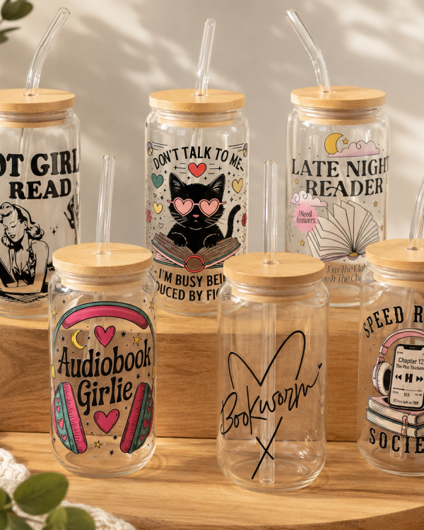 Bookish Glass Cups