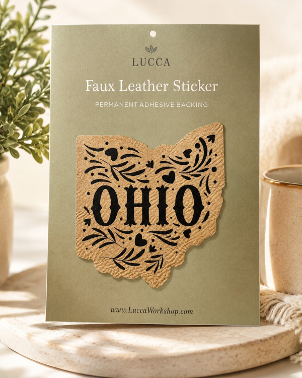 Faux Leather Ohio Sticker